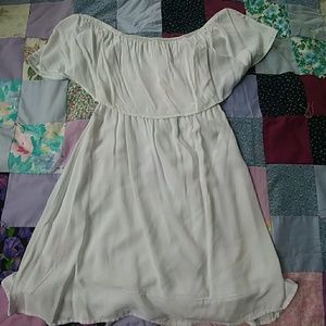 White off the shoulder dress flouncy mini dress